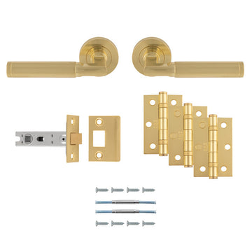 M Marcus - Carlisle Brass - Belas Door Handles on Rose - Door Pack - Latch; #finish_satin-brass