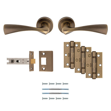 M Marcus - Carlisle Brass - Sintra Door Handles on Rose - Door Pack - Latch; #finish_antique-brass