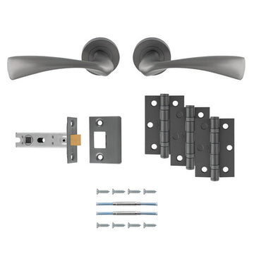 M Marcus - Carlisle Brass - Sintra Door Handles on Rose - Door Pack - Latch; #finish_anthracite