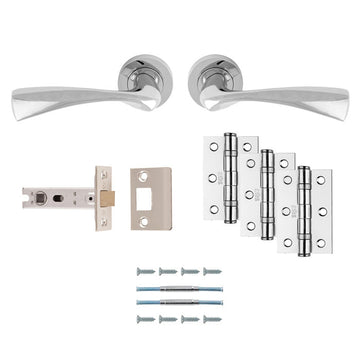 M Marcus - Carlisle Brass - Sintra Door Handles on Rose - Door Pack - Latch; #finish_polished-chrome