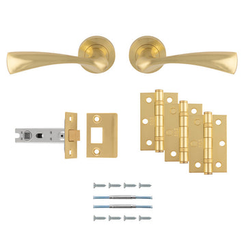 M Marcus - Carlisle Brass - Sintra Door Handles on Rose - Door Pack - Latch; #finish_satin-brass