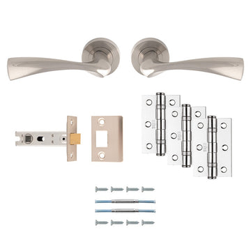 M Marcus - Carlisle Brass - Sintra Door Handles on Rose - Door Pack - Latch; #finish_satin-nickel