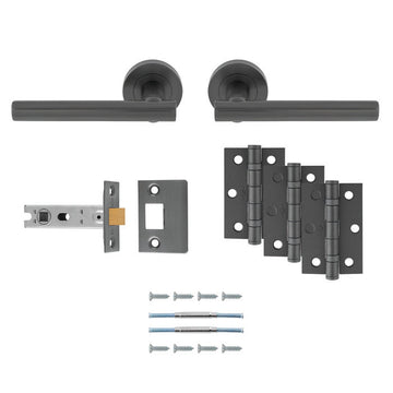 M Marcus - Carlisle Brass - Faro Door Handles on Rose - Door Pack - Latch; #finish_anthracite