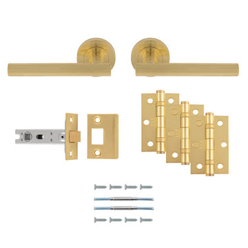 M Marcus - Carlisle Brass - Faro Door Handles on Rose - Door Pack - Latch; #finish_satin-brass