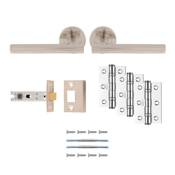 M Marcus - Carlisle Brass - Faro Door Handles on Rose - Door Pack - Latch; #finish_satin-nickel