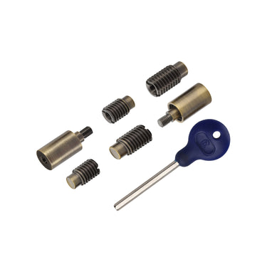 M Marcus - Heritage Brass - Sash Window Stop (pair) with key; #finish_antique-brass