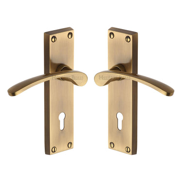 M Marcus - Heritage Brass - Sophia Door Handles - Lock - Pair; #finish_antique-brass