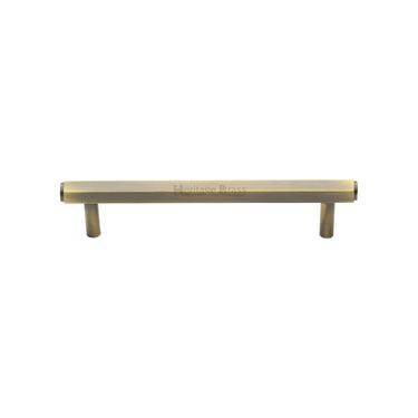 M Marcus - Heritage Brass - Hexagon Profile Cabinet Pull Handle - Bar - 128mm CTC; #finish_antique-brass