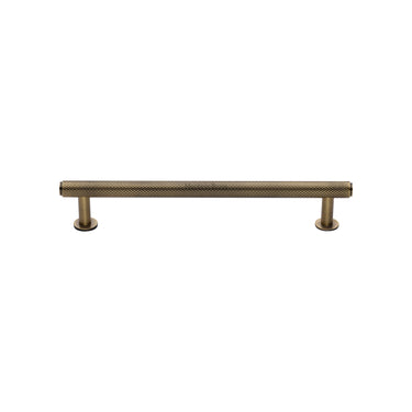 M Marcus - Heritage Brass - Knurled Cabinet Pull Handle with Rose - Bar - 128mm CTC; #finish_antique-brass
