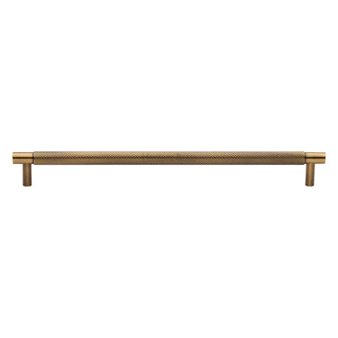M Marcus - Heritage Brass - Partial Knurled Cabinet Pull Handle - Bar - 254mm CTC; #finish_antique-brass