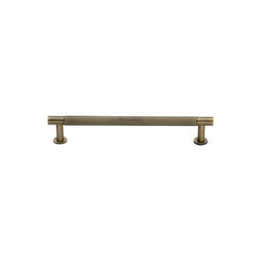 M Marcus - Heritage Brass - Partial Knurled Cabinet Pull Handle with Rose - Bar - 96mm CTC; #finish_antique-brass