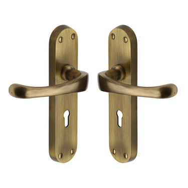 M Marcus - Heritage Brass - Gloucester Door Handles - Lock - Pair; #finish_antique-brass