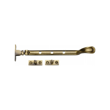 M Marcus - Heritage Brass - Casement Window Stay - Spoon Pattern - 8"; #finish_antique-brass