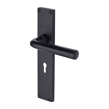 M Marcus - Heritage Brass - Octave Door Handles - Lock - Pair; #finish_matt-black