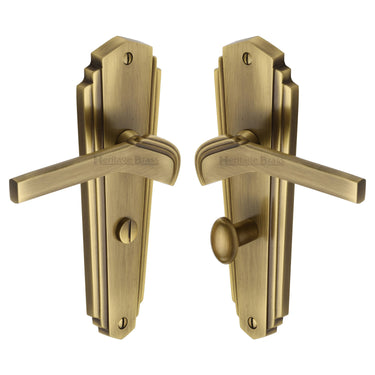 M Marcus - Heritage Brass - Waldorf Door Handles - Bathroom - Pair; #finish_antique-brass