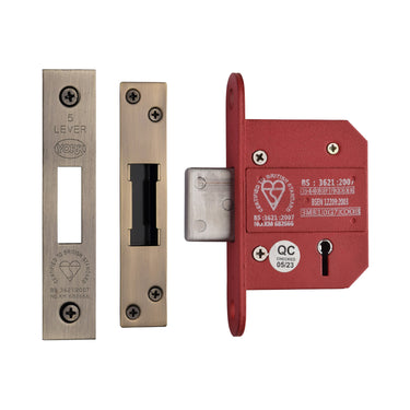 M Marcus - York Security - Deadlock 5 Lever - 2 1/2"; #finish_antique-brass