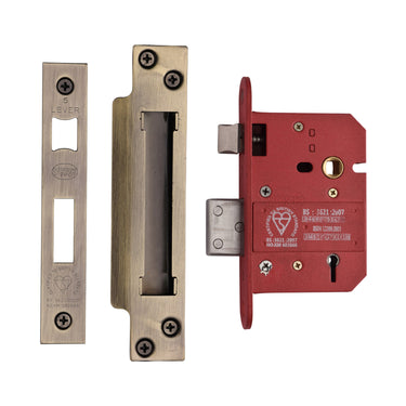 M Marcus - York Security - 5 Lever Sash Lock - 3"; #finish_antique-brass