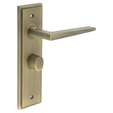 Frelan Hardware - Burlington Mayfair Door Handles - Pair - Bathroom Option 2; #finish_antique-brass