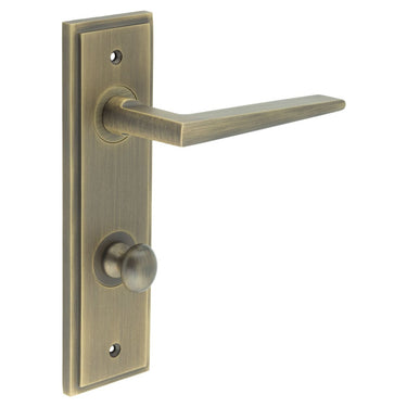 Frelan Hardware - Burlington Mayfair Door Handles - DIN Standard - Pair - Bathroom Option 1; #finish_antique-brass