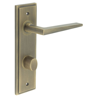 Frelan Hardware - Burlington Mayfair Door Handles - DIN Standard - Pair - Bathroom Option 2; #finish_antique-brass