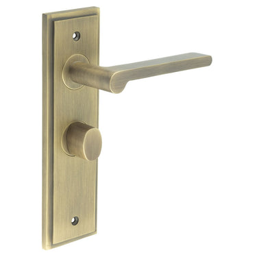 Frelan Hardware - Burlington Fitzrovia Door Handles - Pair - Bathroom Option 2; #finish_antique-brass