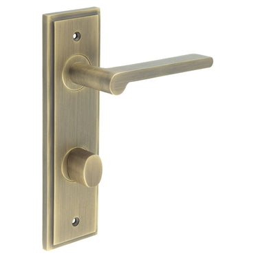 Frelan Hardware - Burlington Fitzrovia Door Handles - DIN Standard - Pair - Bathroom Option 2; #finish_antique-brass
