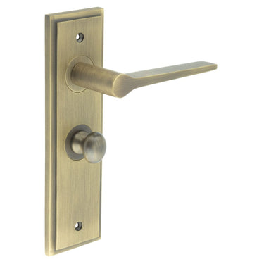 Frelan Hardware - Burlington Knightsbridge Door Handles - Pair - Bathroom Option 1; #finish_antique-brass