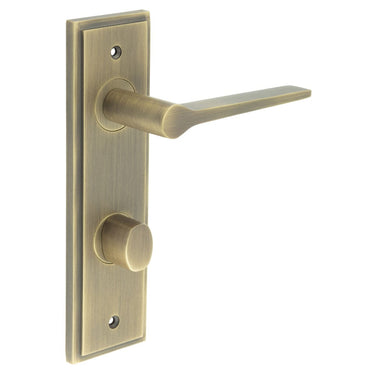 Frelan Hardware - Burlington Knightsbridge Door Handles - DIN Standard - Pair - Bathroom Option 2; #finish_antique-brass