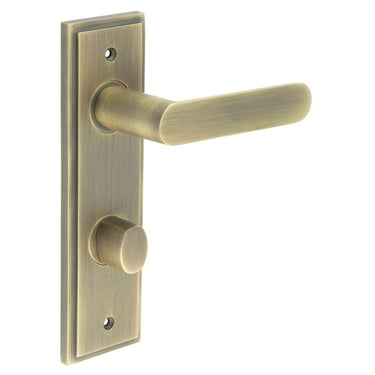 Frelan Hardware - Burlington Kensington Door Handles - DIN Standard - Pair - Bathroom Option 2; #finish_antique-brass