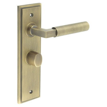 Frelan Hardware - Burlington Westminster Door Handles - Pair - Bathroom Option 2; #finish_antique-brass