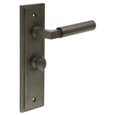 Frelan Hardware - Burlington Westminster Door Handles - Pair - Bathroom Option 1; #finish_dark-bronze