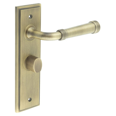 Frelan Hardware - Burlington Highgate Door Handles - Pair - Bathroom Option 2; #finish_antique-brass