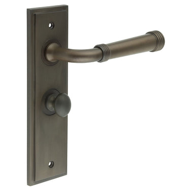 Frelan Hardware - Burlington Highgate Door Handles - Pair - Bathroom Option 1; #finish_dark-bronze