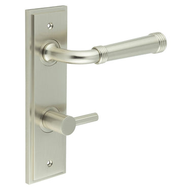 Frelan Hardware - Burlington Highgate Door Handles - DIN Standard - Pair - Bathroom Option 3; #finish_satin-nickel