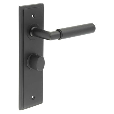 Frelan Hardware - Burlington Piccadilly Knurled Door Handles - Pair - Bathroom Option 2; #finish_black
