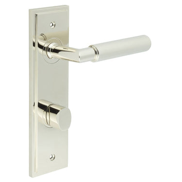 Frelan Hardware - Burlington Piccadilly Knurled Door Handles - DIN Standard - Pair - Bathroom Option 2; #finish_polished-nickel