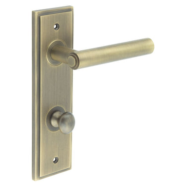 Frelan Hardware - Burlington Richmond Door Handles - DIN Standard - Pair - Bathroom Option 1; #finish_antique-brass