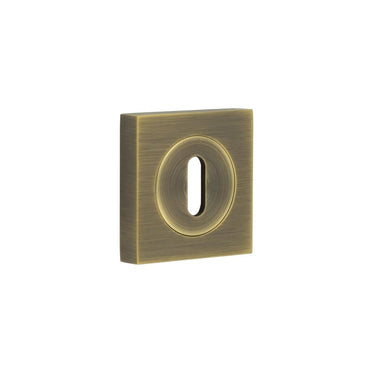 Frelan Hardware - Burlington Standard Key Profile Escutcheons - Square Plain; #finish_antique-brass