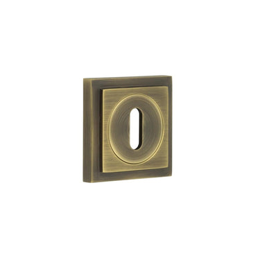 Frelan Hardware - Burlington Standard Key Profile Escutcheons - Square Stepped; #finish_antique-brass