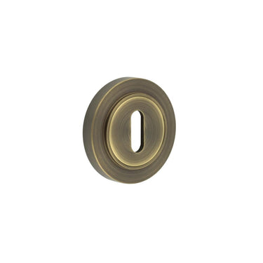 Frelan Hardware - Burlington Standard Key Profile Escutcheons - Plain Rose; #finish_antique-brass