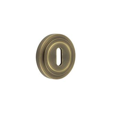 Frelan Hardware - Burlington Standard Key Profile Escutcheons - Stepped Rose; #finish_antique-brass