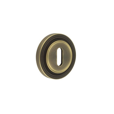 Frelan Hardware - Burlington Standard Key Profile Escutcheons - Reeded Rose; #finish_antique-brass