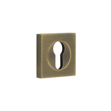 Frelan Hardware - Burlington Euro Profile Escutcheons - Square Plain; #finish_antique-brass