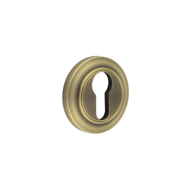 Frelan Hardware - Burlington Euro Profile Escutcheons - Chamfered Rose; #finish_antique-brass