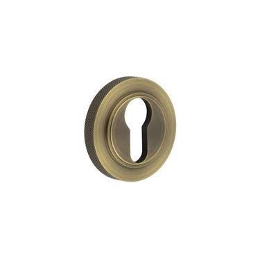 Frelan Hardware - Burlington Euro Profile Escutcheons - Knurled Rose; #finish_antique-brass