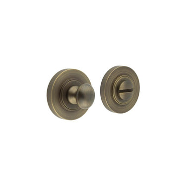 Frelan Hardware - Burlington Turns & Release - Traditional Thumbturn - Plain Rose; #finish_antique-brass