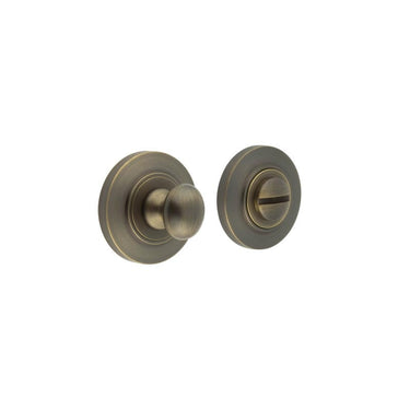 Frelan Hardware - Burlington Turns & Release - Traditional Thumbturn - Chamfered Rose; #finish_antique-brass