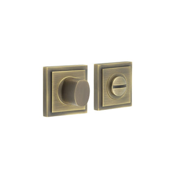 Frelan Hardware - Burlington Turns & Release - Modern Thumbturn - Square Stepped; #finish_antique-brass