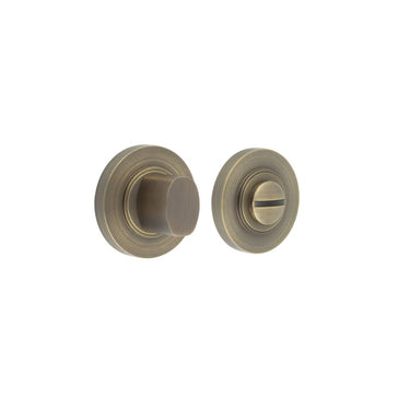 Frelan Hardware - Burlington Turns & Release - Modern Thumbturn - Plain Rose; #finish_antique-brass