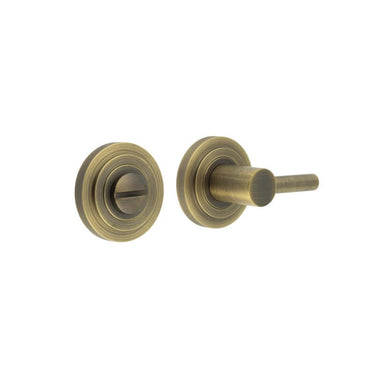 Frelan Hardware - Burlington Easy Turn & Release - Stepped Rose; #finish_antique-brass